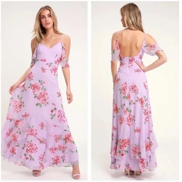 Lulus Dresses & Skirts - Lulus Maxi Dress Take You There Lavender Floral